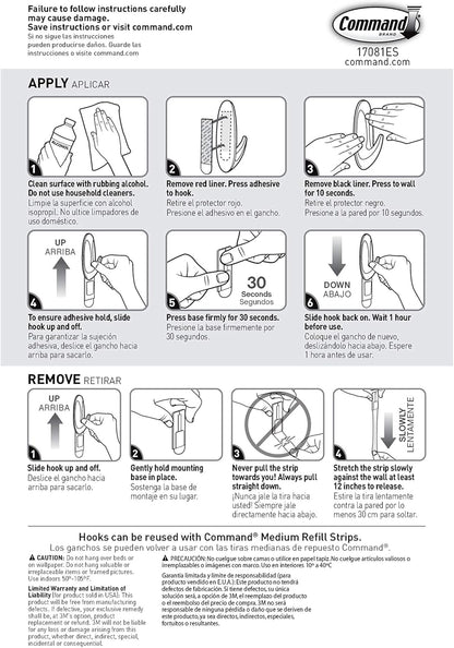 Command Medium Designer Hooks - Damage-Free Wall Hook with Adhesive Strips | 9 Hooks & 12 Strips, Holds Up to 3 lb