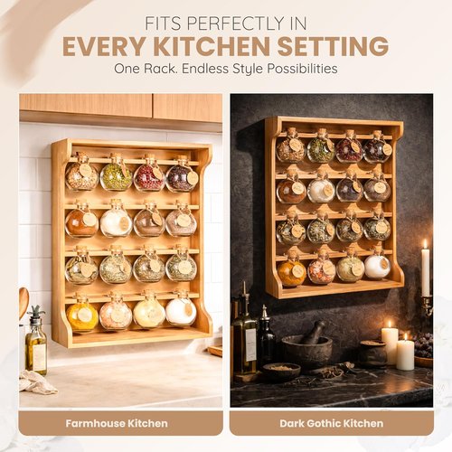 Byers Choice TX Pine Wooden Spice Rack Organizer - Antique Kitchen Spice Jar Holder | Wall-Mount or Cabinet Use