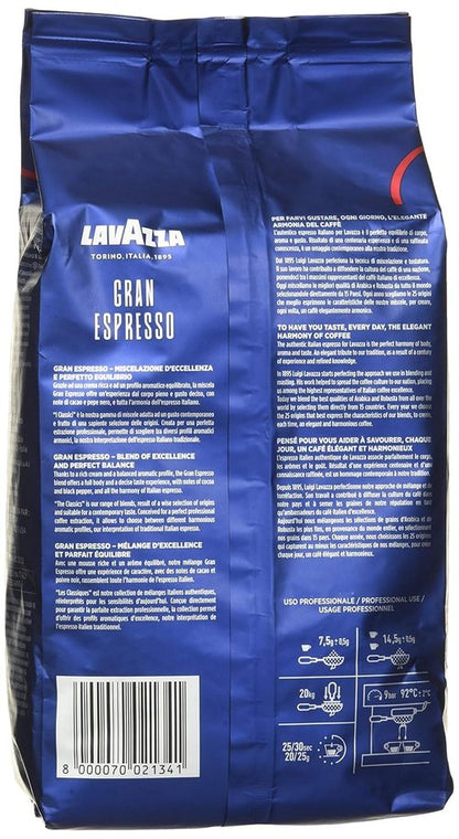 Lavazza Grand Espresso Whole Bean Coffee - Medium Roast, 2.2 lbs (Pack of 2)