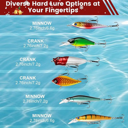 Fishing Advent Calendar 2025 - 24 Days of Bait Surprises with Bionic Lures & Crankbaits | Perfect Christmas Gift for Men & Boys
