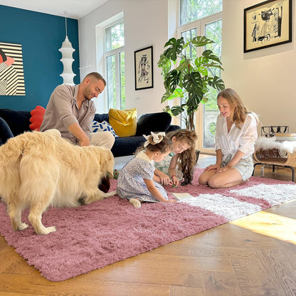 OLANLY Large Area Rug - Soft Fluffy Shaggy Carpet for Living Room & Bedroom | 5x8 Pale Pink