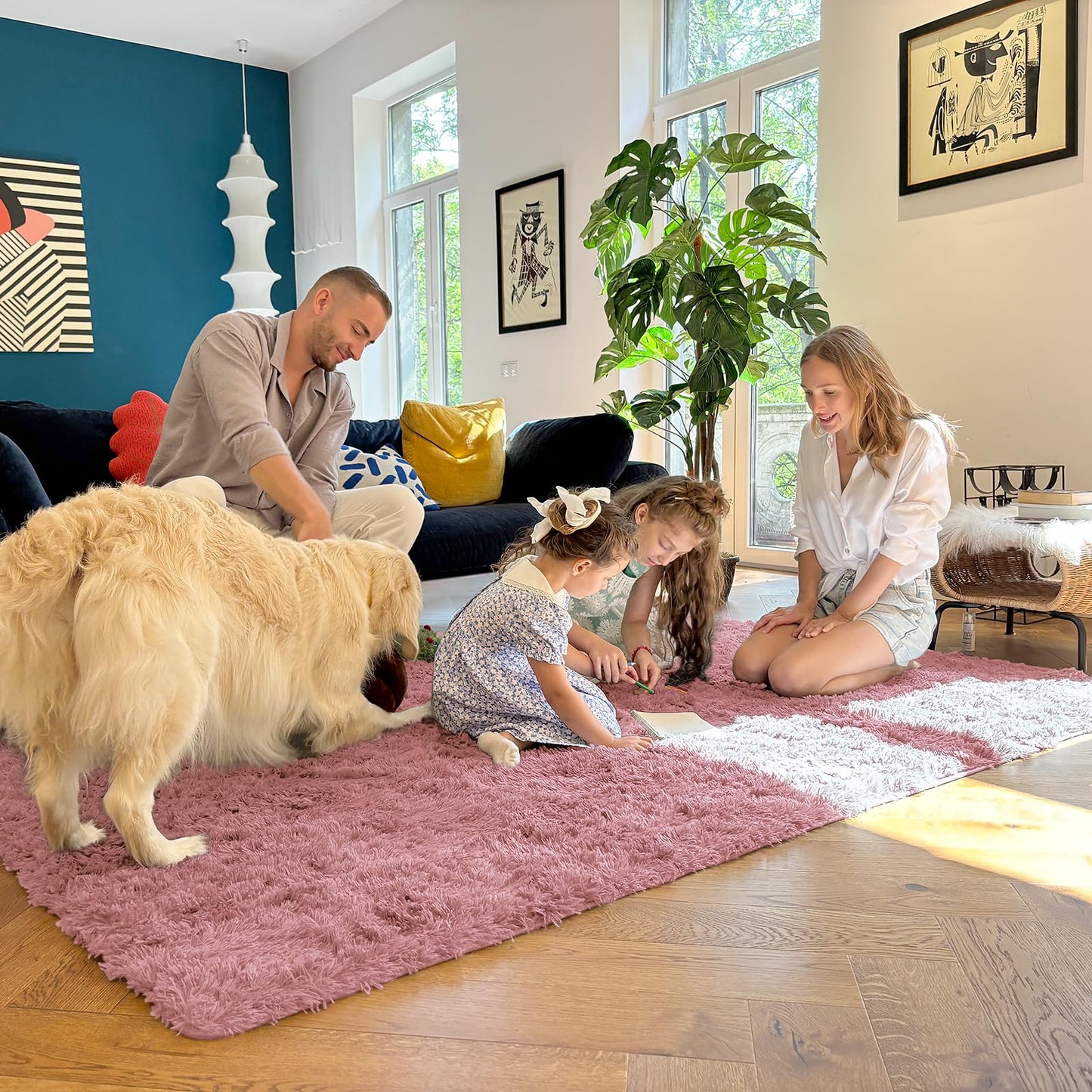 OLANLY 2x5 Machine Washable Runner Rugs for Hallway, Soft Fluffy Shaggy Bedside Rugs for Bedroom, Living Room, Indoor Floor Carpet for Kids Girls Boys, Nursery Rooms, Home Decor Aesthetic, Pale Pink