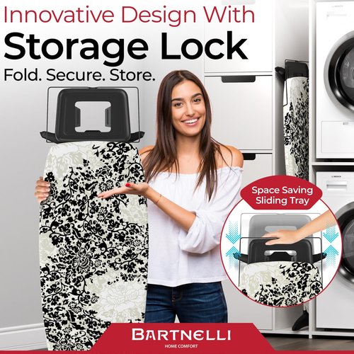 Bartnelli Pro Luxury Ironing Board - Extra Wide 51x19" Surface, Adjustable Height, Foldable Design, Premium Aluminum