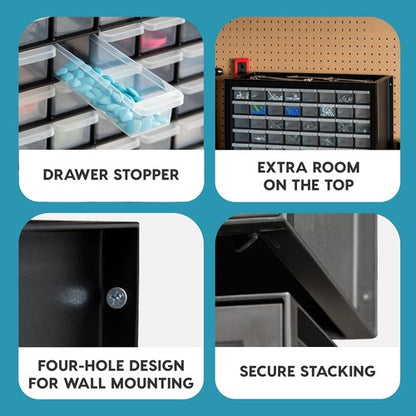 IRIS USA Small Parts Storage Cabinet - 64-Drawer Organizer for Hardware, Crafts & More | Black