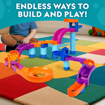 National Geographic Kids Jumbo Marble Run - 35-Piece Buildable Ball Drop Toy for Toddlers & Preschoolers