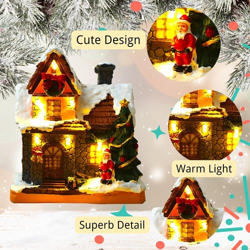 Christmas Village Houses - Warm Light Battery Operated Tabletop Decoration | Perfect Xmas Gift