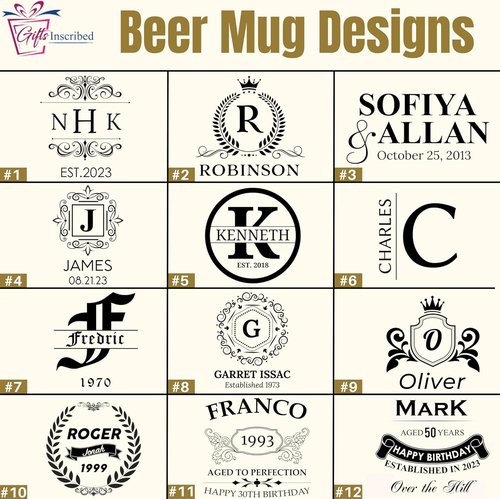 Inscribed Personalized 16 oz Beer Mug by Gifts | Custom Engraved Glass - Unique Gift for Dad, Husband, or Special Occasions