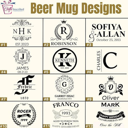 Inscribed Personalized 16 oz Beer Mug by Gifts | Custom Engraved Glass - Unique Gift for Dad, Husband, or Special Occasions