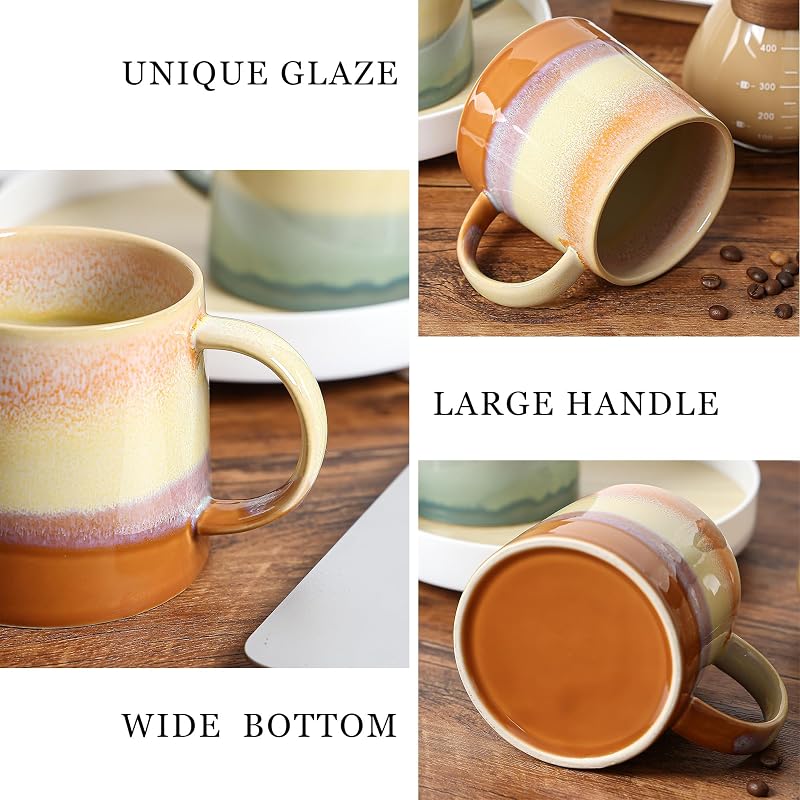 Orange 20 oz Large Ceramic Coffee Mug - Handmade Glazed Stoneware