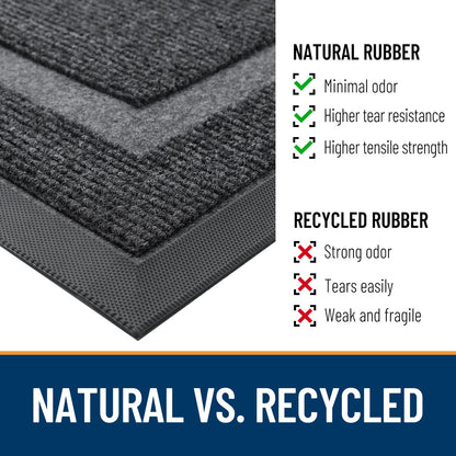 OLANLY Half Circle Door Mat Indoor Outdoor Entrance Welcome, Waterproof All-Season, All-Weather Doormat, Sturdy Natural Rubber, Low Profile, Easy Clean Patio Porch Entryway Mat, 29.5x17, Grey