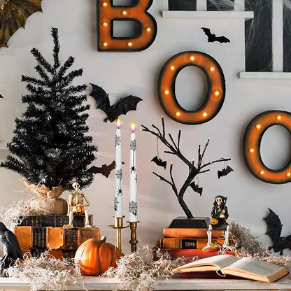 Wondise Halloween Flameless Taper Candles with Remote & Timer - 3-Spider Variation