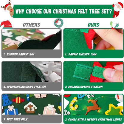 Skiennix Felt Christmas Tree for Toddlers - 3.2ft DIY Holiday Decor with 34 Ornaments & Santa Advent Calendar