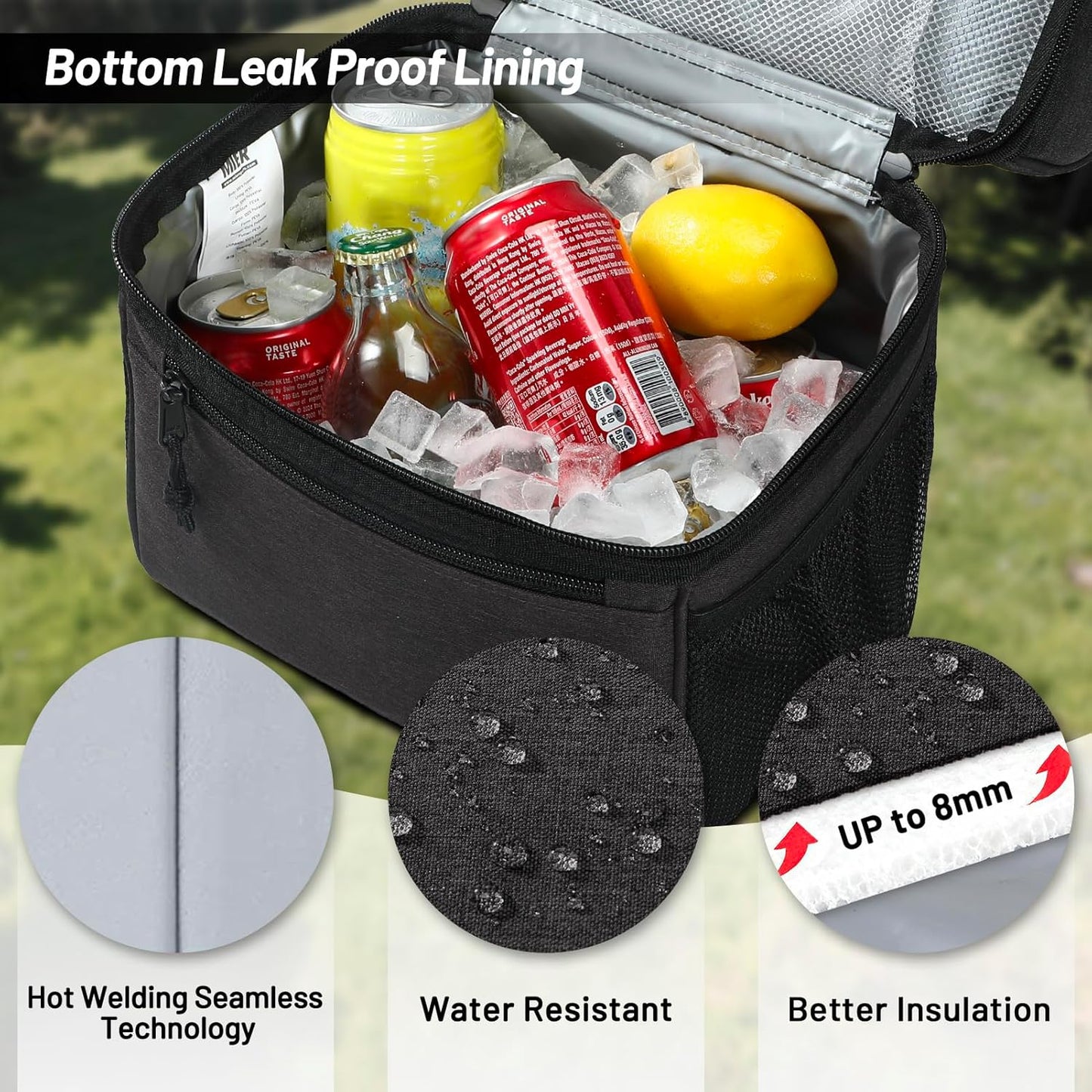 MIER Lunch Bag - Leakproof Insulated Cooler for Men & Women | Medium Dark Grey, 2 Compartments