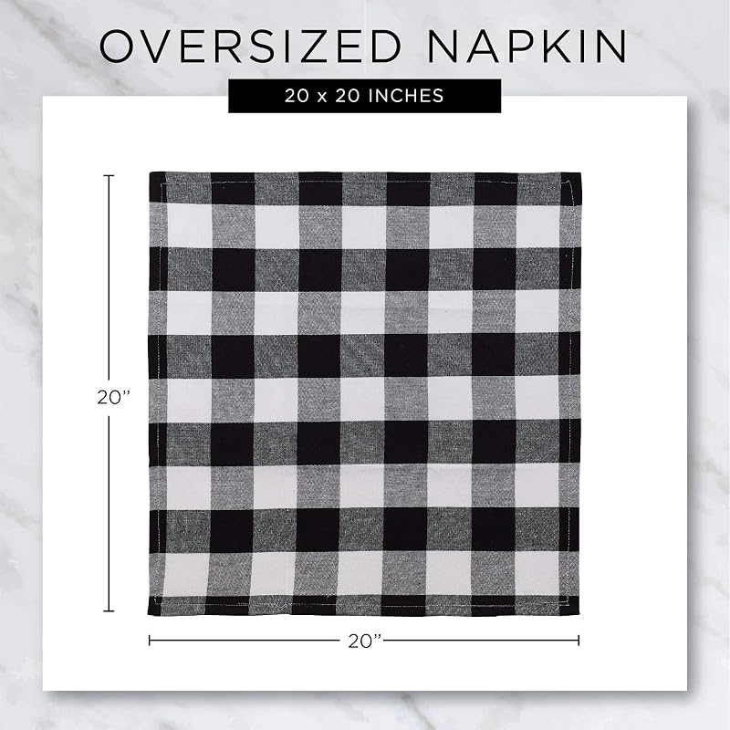 DII Thanksgiving Plaid Cloth Napkins Set of 6 - 20 x 20 inches, Taupe & Red + Variation: Square 20" x 20"