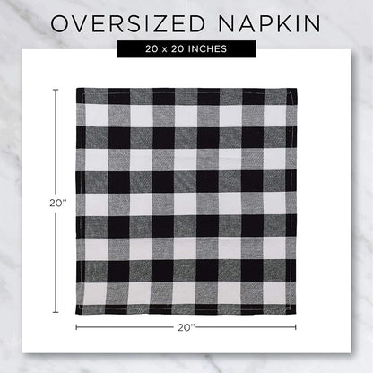 DII Thanksgiving Plaid Cloth Napkins Set of 6 - 20 x 20 inches, Taupe & Red + Variation: Square 20" x 20"