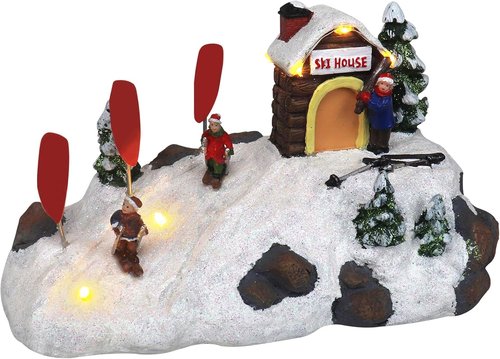 Christmas Village Pre-Lit Tabletop Ski Down The Mountain | Perfect Indoor Home Decoration