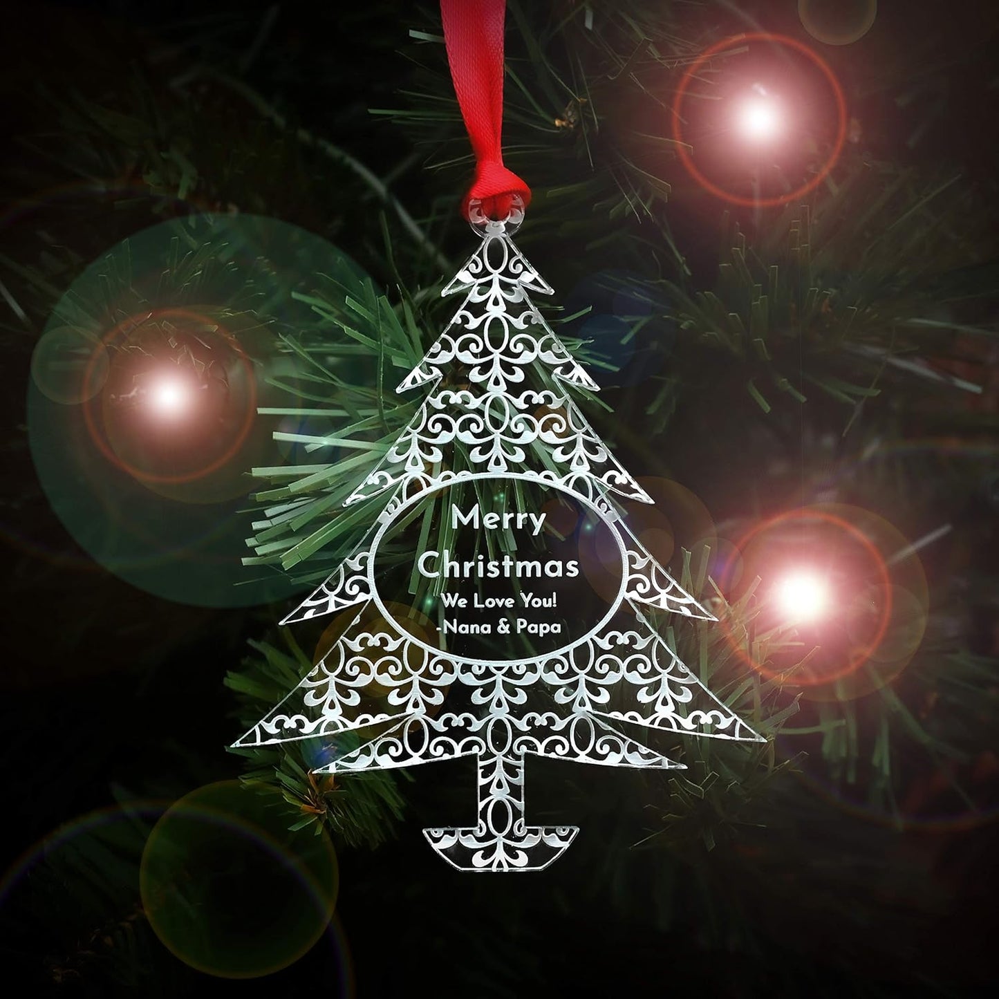 Personalized Christmas Ornaments by [Brand Name] - 2025 Gift Box for Engagements, Weddings & Babies | Acrylic Lace Design