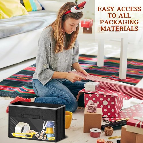 Black Over Door Wrapping Paper Organizer by [Brand Name] - 3 Removable Drawers & Side Pockets for Easy Storage | Perfect for Christmas Gift Wrap