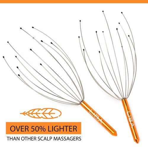LiBa Scalp Massager Tool in Gold (2-Pack) Head Hair Scratcher Massage No Painful Scratches, Tangling, or Pulling Wires with Gentle Beads (Gold, 12 Wire)