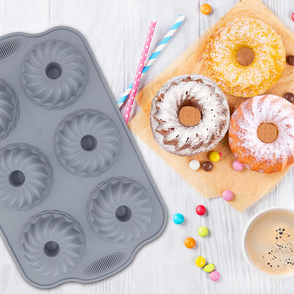 Tongjude Silicone Donut Pans - 8-Piece Nonstick Baking Set | Heat Resistant & Dishwasher Safe, Grey