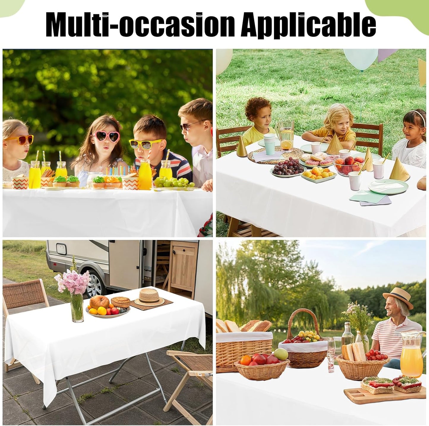 Smiry Disposable Table Cloth - Waterproof 54 x 108 Inch Rectangle Table Cover | 6 Pack, Sturdy & Leakproof, White