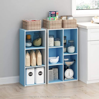 Furinno LUDER 5-Cube Bookshelf - Reversible Design | Easy Assembly for Living Room & Home Office - White/Light Blue