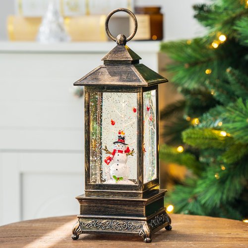 Christmas Snow Globes, Snowman Cardinal Music Water Lantern, Holiday Decorations Gifts for Family Children or Friends