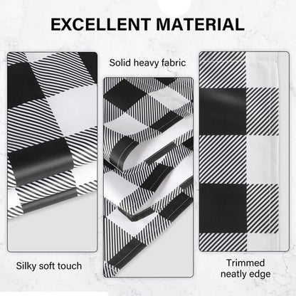 Simple Deluxe Buffalo Plaid Check Kitchen Tier Curtains, Short Small Window Gingham Curtain for Cafe, Bathroom, Kitchen Rod Pocket Curtains, Black and White, Tiers|26'' W x 24'' L X 2 Pcs