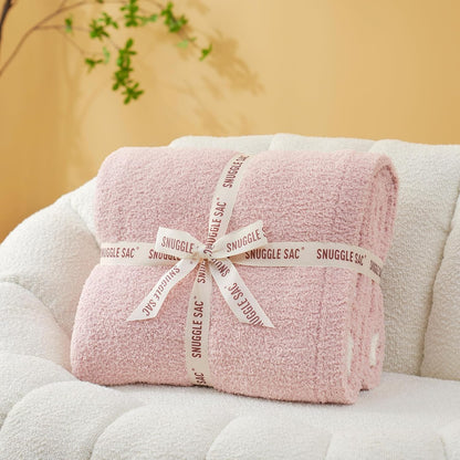 Snuggle Sac Ultra Soft Throw Blanket - Reversible Pink Microfiber | Cozy 50x60 Inches for Couch & Bed
