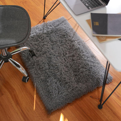 Ophanie Small Grey Area Rug - Fluffy Non-Slip Bedroom Carpet | 2x3 Mini Mat for Home Decor