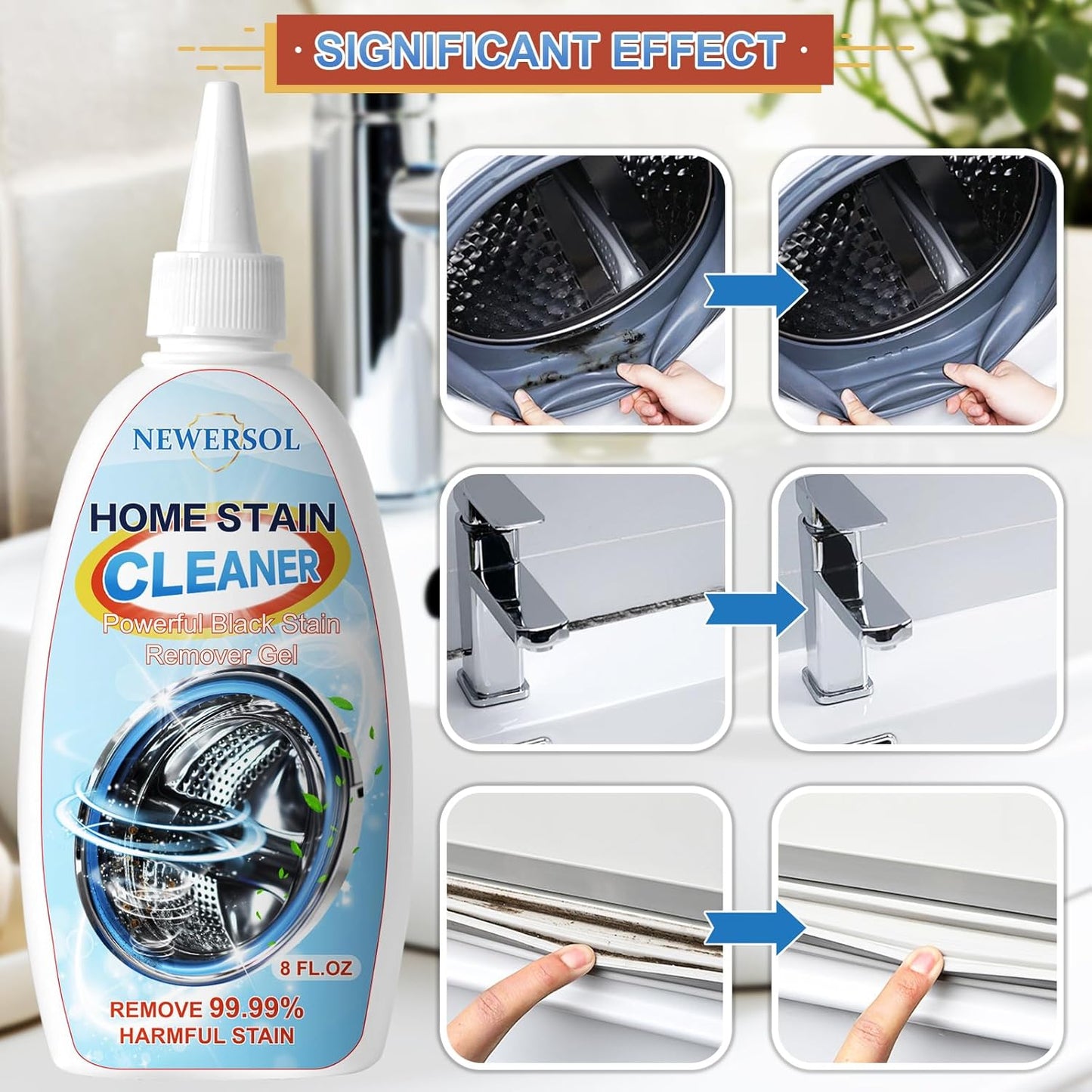 Skiennix Black Stain Remover Gel - Powerful Washing Machine & Grout Cleaner | 8 Fl Oz