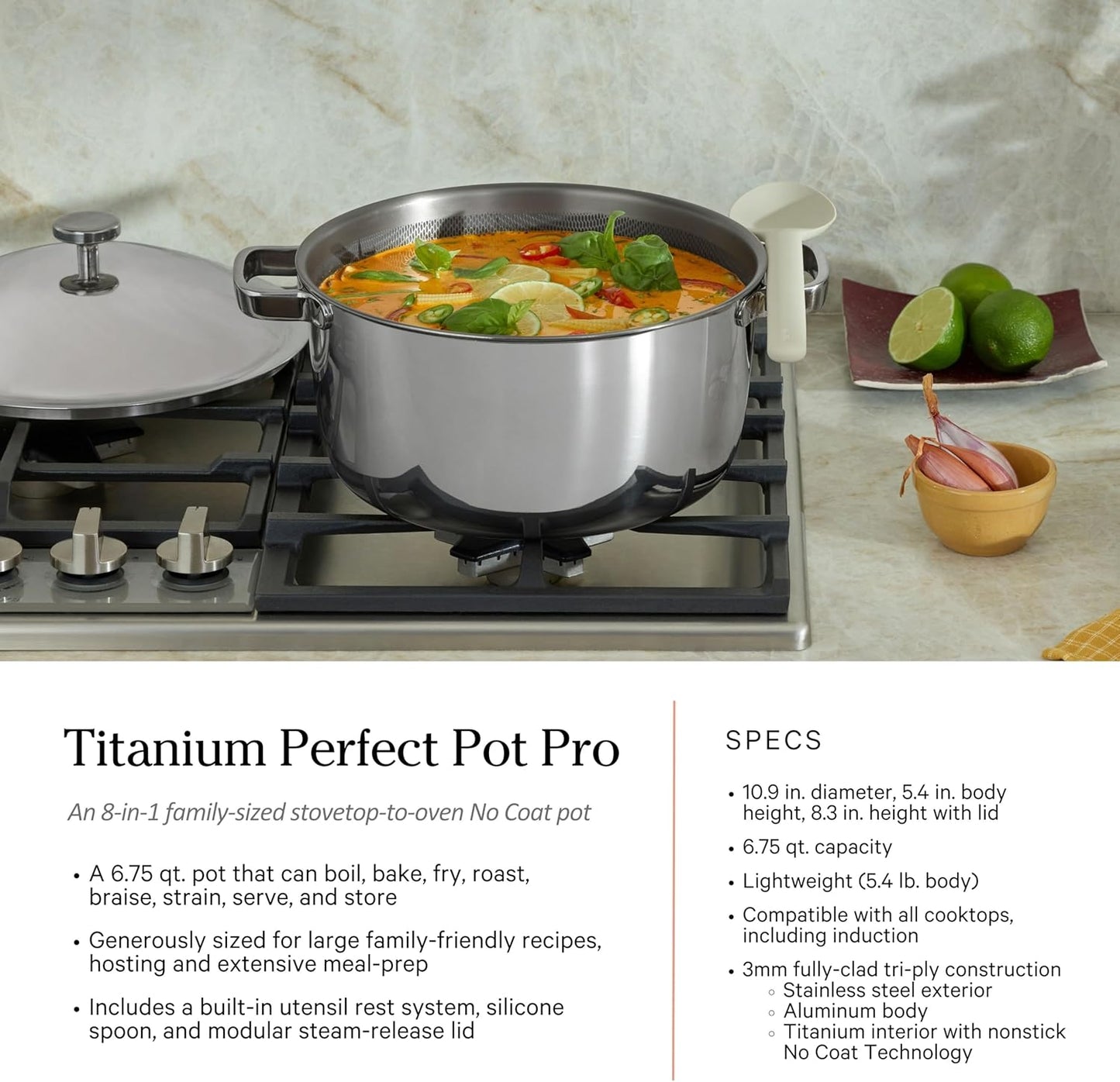 Our Place Titanium Pro Cookware Set - 10-Piece Non-Toxic Pots and Pans | Induction & Oven-Safe Up to 1000°F | Chrome Finish