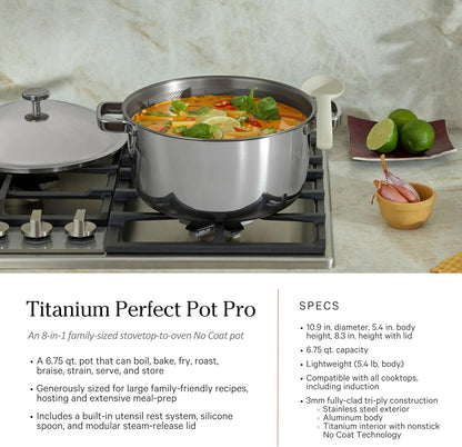 Our Place Titanium Pro Cookware Set - 10-Piece Non-Toxic Pots and Pans | Induction & Oven-Safe Up to 1000°F | Chrome Finish
