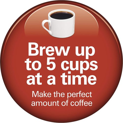 Hamilton Beach 5 Cup Drip Coffee Maker - Compact Design, Programmable Clock, Auto Pause & Pour, Black & Stainless Steel