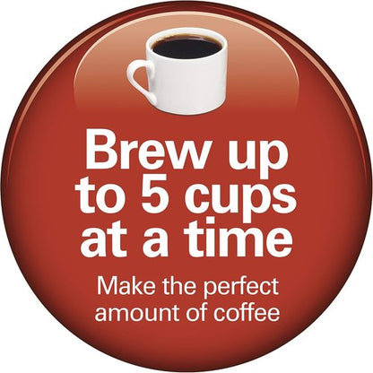 Hamilton Beach 5 Cup Drip Coffee Maker - Compact Design, Programmable Clock, Auto Pause & Pour, Black & Stainless Steel