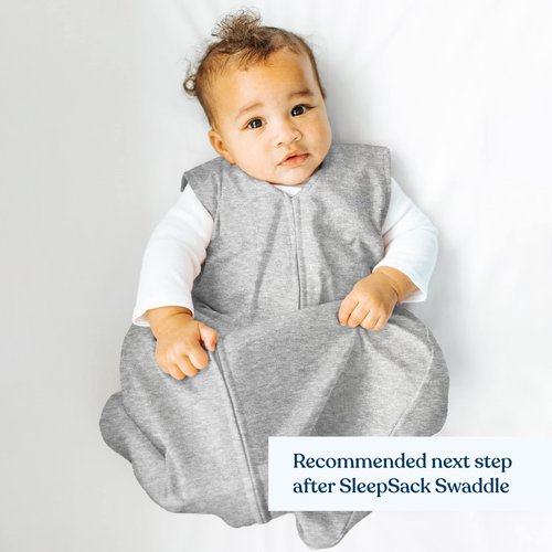 HALO SleepSack, 100% Cotton Wearable Blanket, Swaddle Transition Sleeping Bag, TOG 0.5, Heather Grey, Small