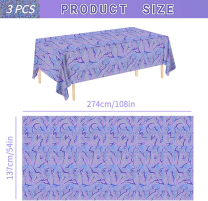 Skiennix Holographic Tablecloth - 54x108 Inch Purple Lightning Bolt | Waterproof Disposable Cover for K-Pop Birthday Party