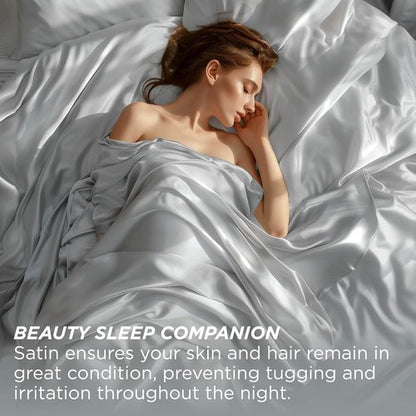 Bedsure Satin Sheets - Silver Grey Bundle with Comforter & Duvet Insert - Luxurious Bedding Set