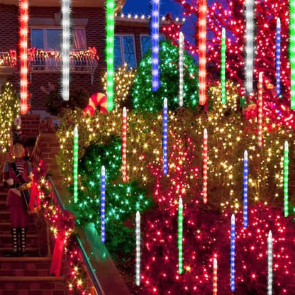 Meteor Shower 24 Tubes Icicle String Lights - 864 LED Multicolor, Outdoor 12 Inch Drop Lights, Connectable