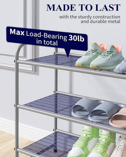Kitsure Shoe Rack - Sturdy Stainless Steel Organizer for Closet & Entrance | 3-Tier, 25.6" Wide, Grey