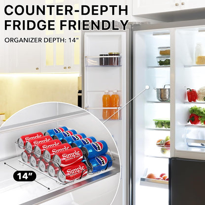 Simple Houseware Soda Can Organizer - Clear Dispenser for Refrigerator & Pantry | Set of 2