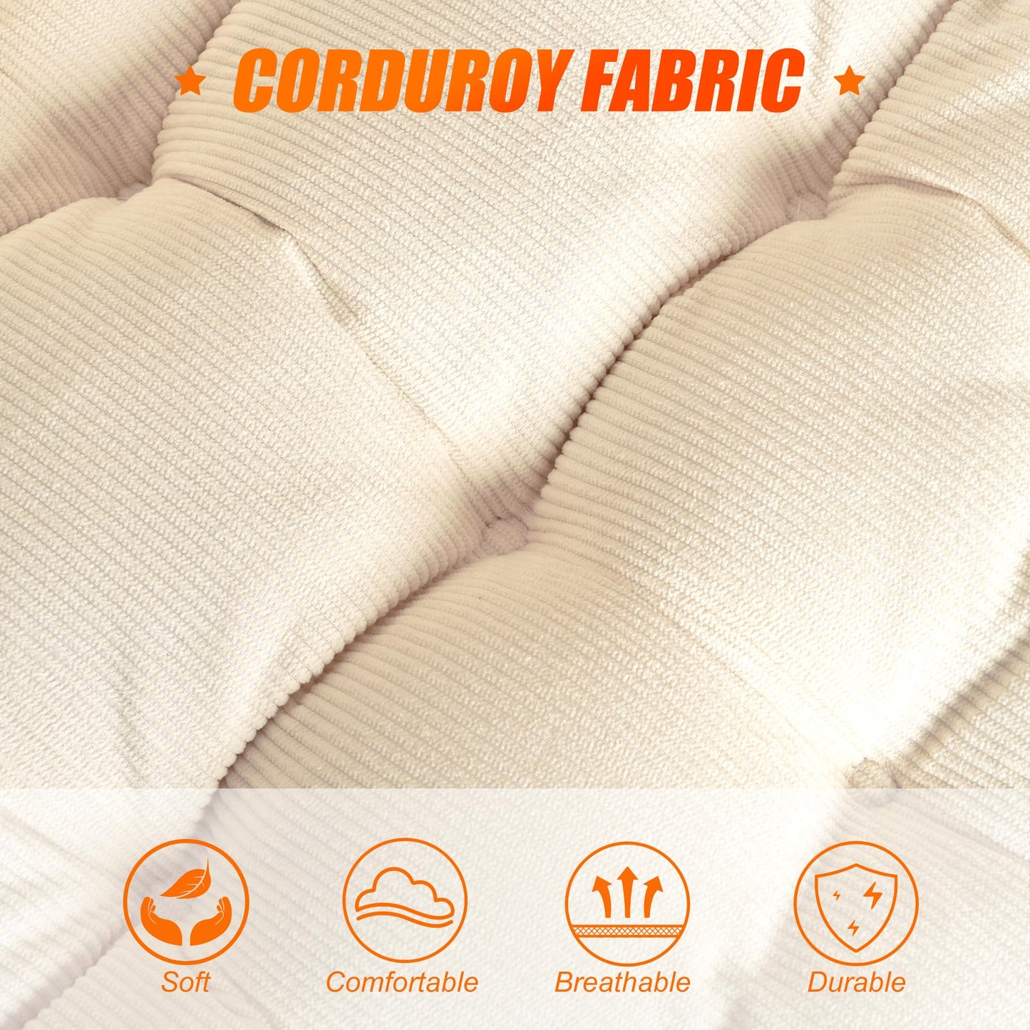 Suchtale Heated Seat Cushion USB Rechargeable Corduroy Heating Seat Cover with 3-Temperature Control & Timer Full Back Heating Pad Heated Chair Cushion with Fast-Heating for Office/Home Chair, White