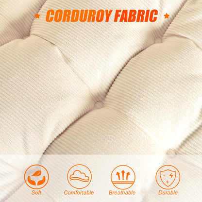 Suchtale Heated Seat Cushion USB Rechargeable Corduroy Heating Seat Cover with 3-Temperature Control & Timer Full Back Heating Pad Heated Chair Cushion with Fast-Heating for Office/Home Chair, White