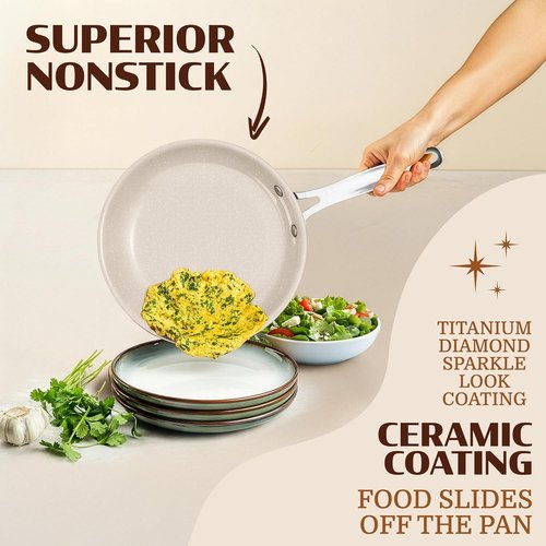 Granitestone Ceraluxe 20-Piece Nonstick Ceramic Cookware Set | Complete Pots, Pans & Bakeware, PFOA Free