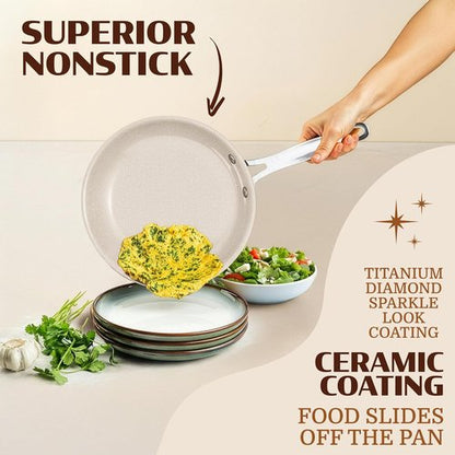 Granitestone Ceraluxe 20-Piece Nonstick Ceramic Cookware Set | Complete Pots, Pans & Bakeware, PFOA Free