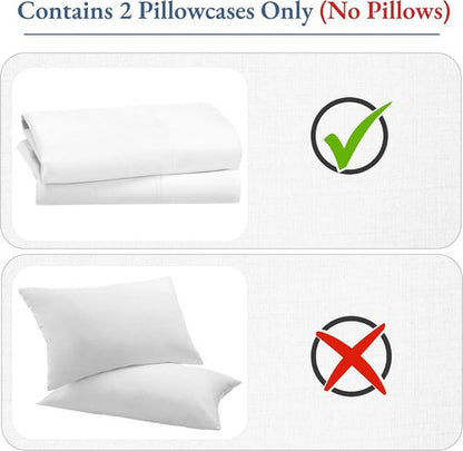 Heirloom 800 Thread Count 100% Cotton Sateen Pillow Cases - Soft & Smooth | 2 King Size, Bright White
