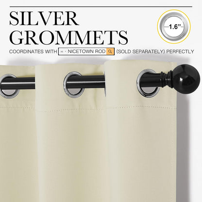NICETOWN Blackout Curtains - Thermal Insulated Drapes for Bedroom & Living Room | 34" x 72" Beige