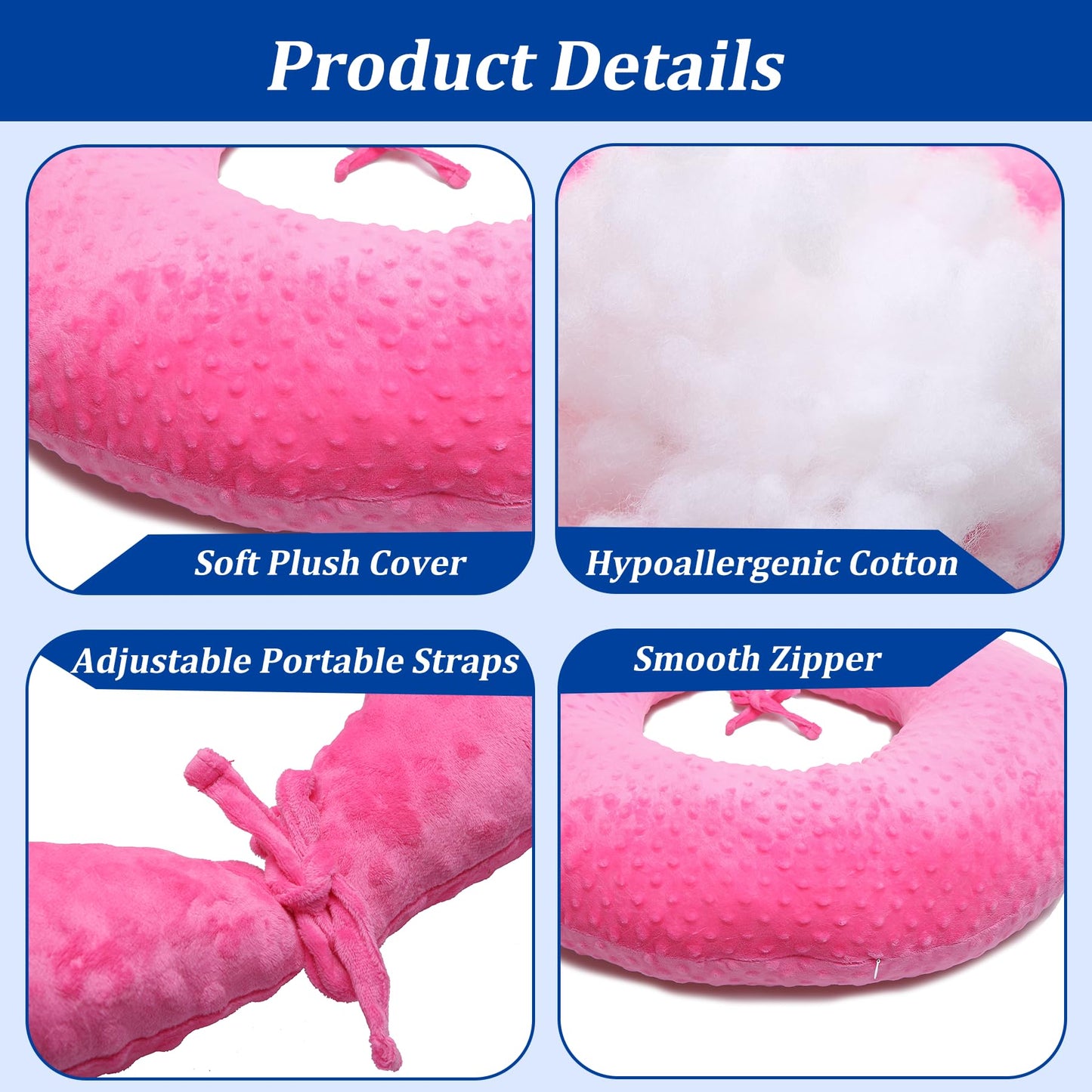 coceyese BBL Pillow After Surgery for Butt Sleeping, Brazilian Butt Lift Pillow Post Surgery Recovery for Sitting Sleeping Driving Donut Pillow for Woman Lumbar Back Cushion Seat Foam (Pink Dot)