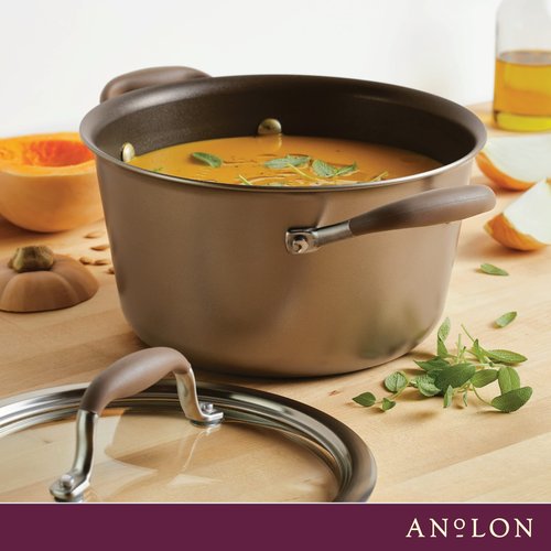 Anolon Advanced Home Hard-Anodized Nonstick Tapered Sauce Pan/Saucepot, 4.5-Quart (Bronze)