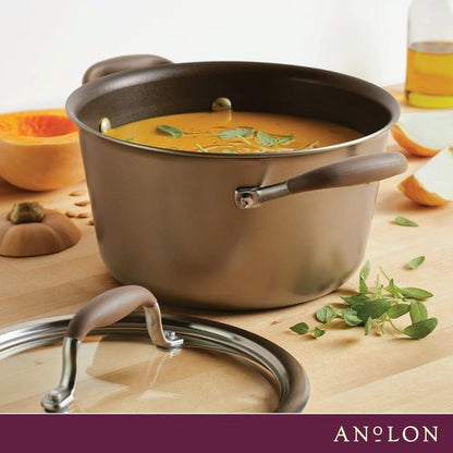 Anolon Advanced Home Hard-Anodized Nonstick Tapered Sauce Pan/Saucepot, 4.5-Quart (Bronze)